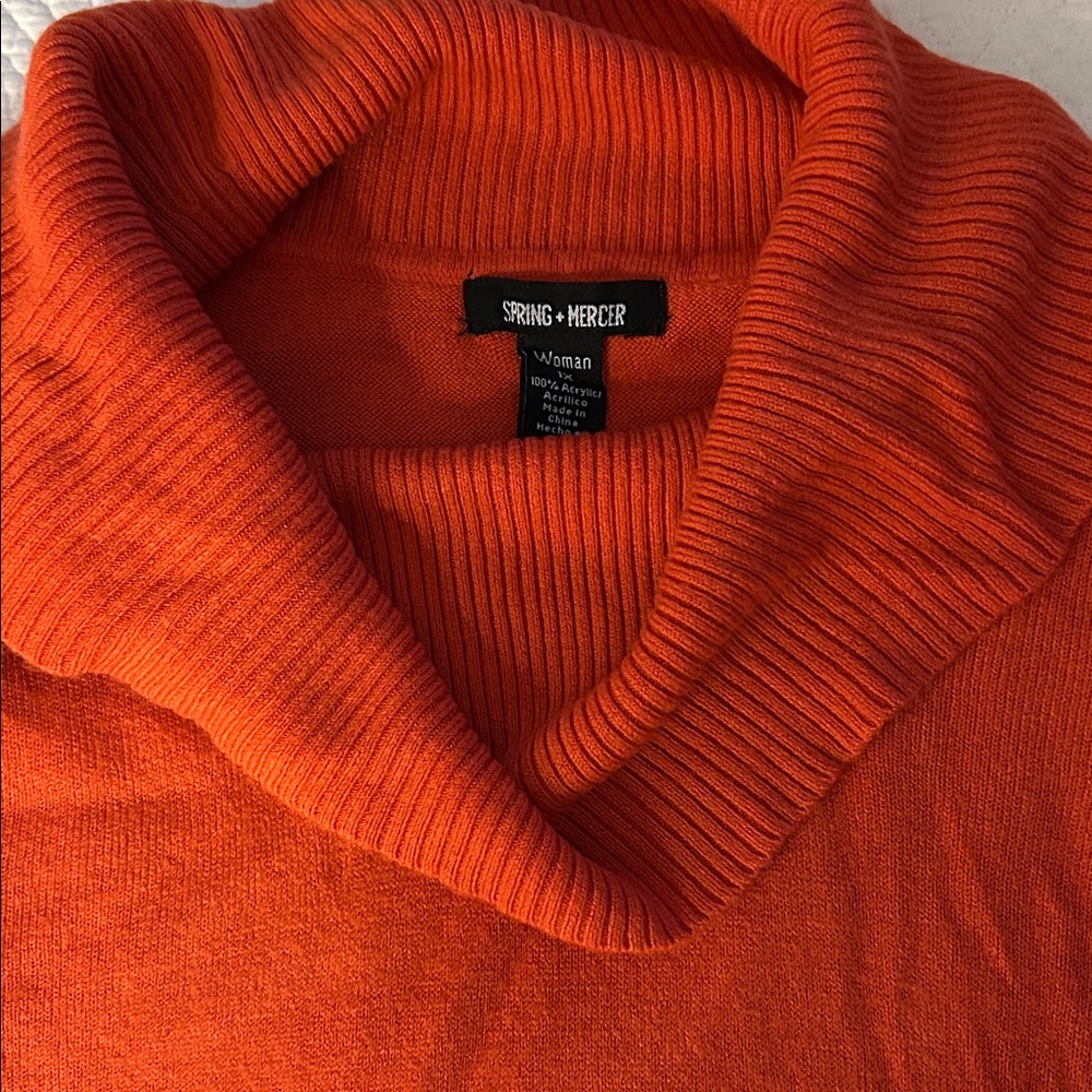 Women’s Cowlneck Sweater in Rich Orange